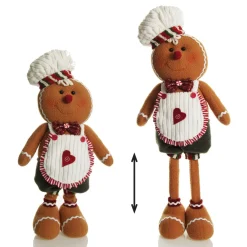Large Plush Stretch Leg Gingerbread with Chef Hat Christmas Ornament Clearance