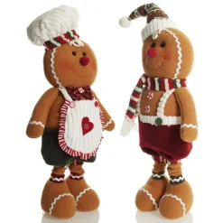 Large Plush Stretch Leg Gingerbread with Chef Hat Christmas Ornament Clearance