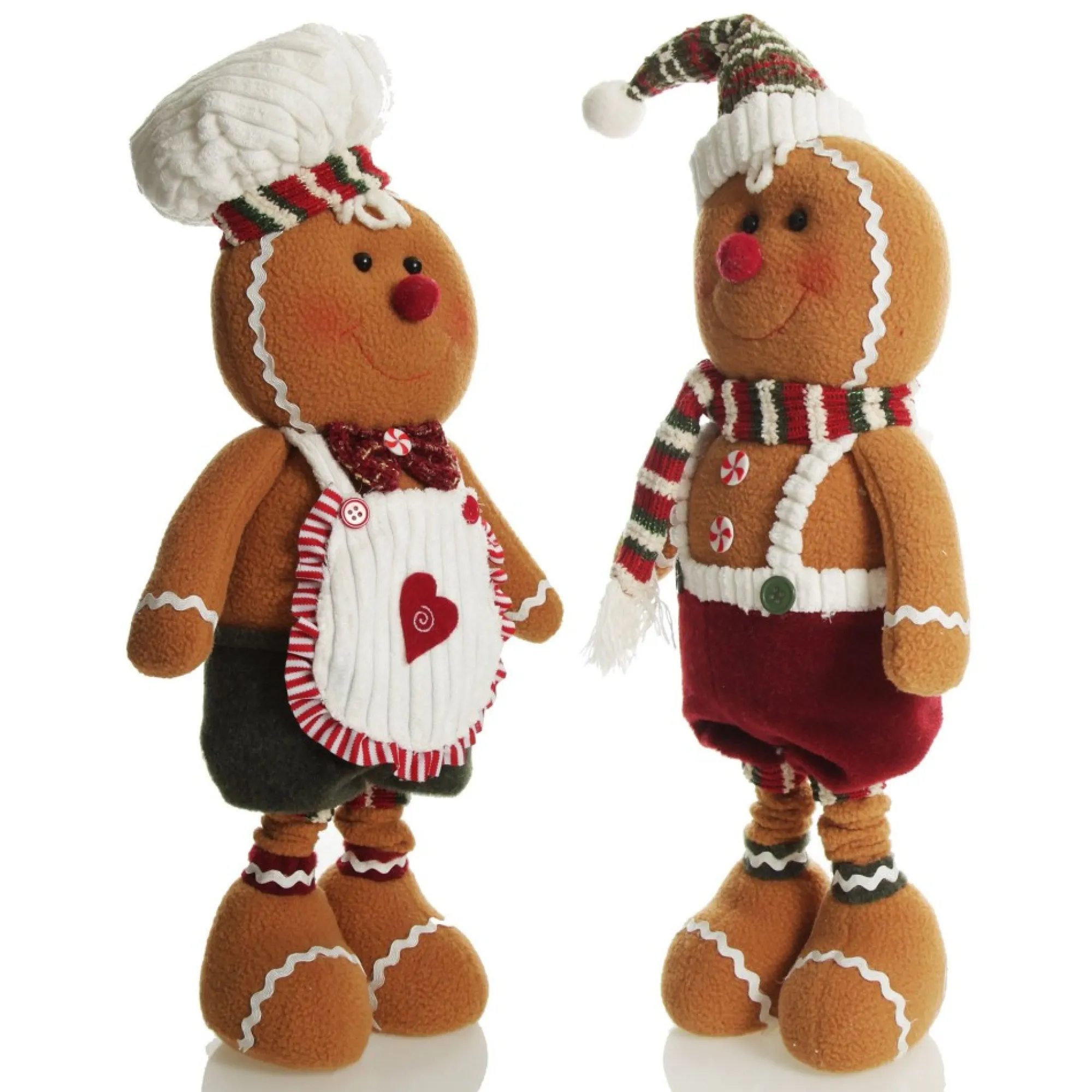Large Plush Stretch Leg Gingerbread with Chef Hat Christmas Ornament Clearance