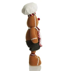 Large Plush Stretch Leg Gingerbread with Chef Hat Christmas Ornament Clearance