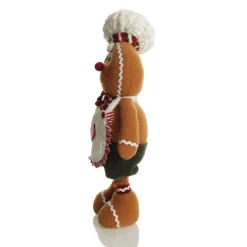 Large Plush Stretch Leg Gingerbread with Chef Hat Christmas Ornament Clearance