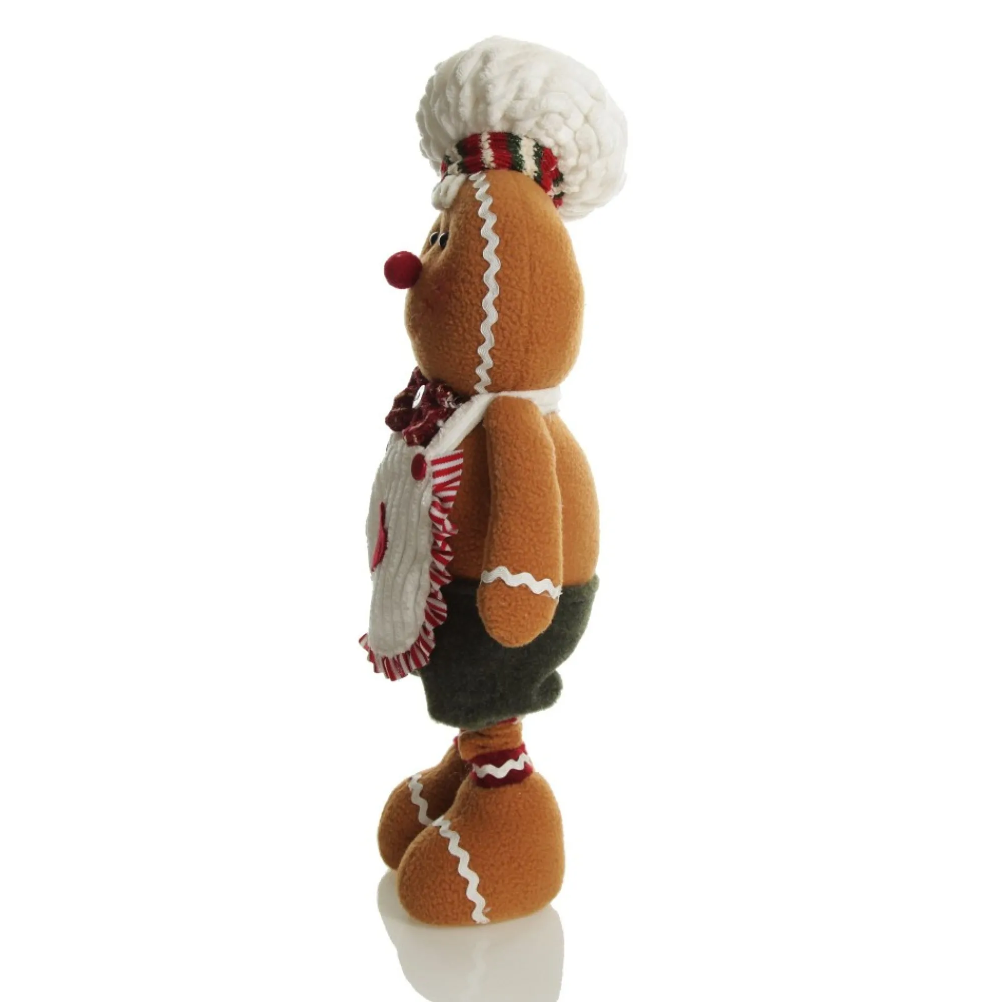 Large Plush Stretch Leg Gingerbread with Chef Hat Christmas Ornament Clearance