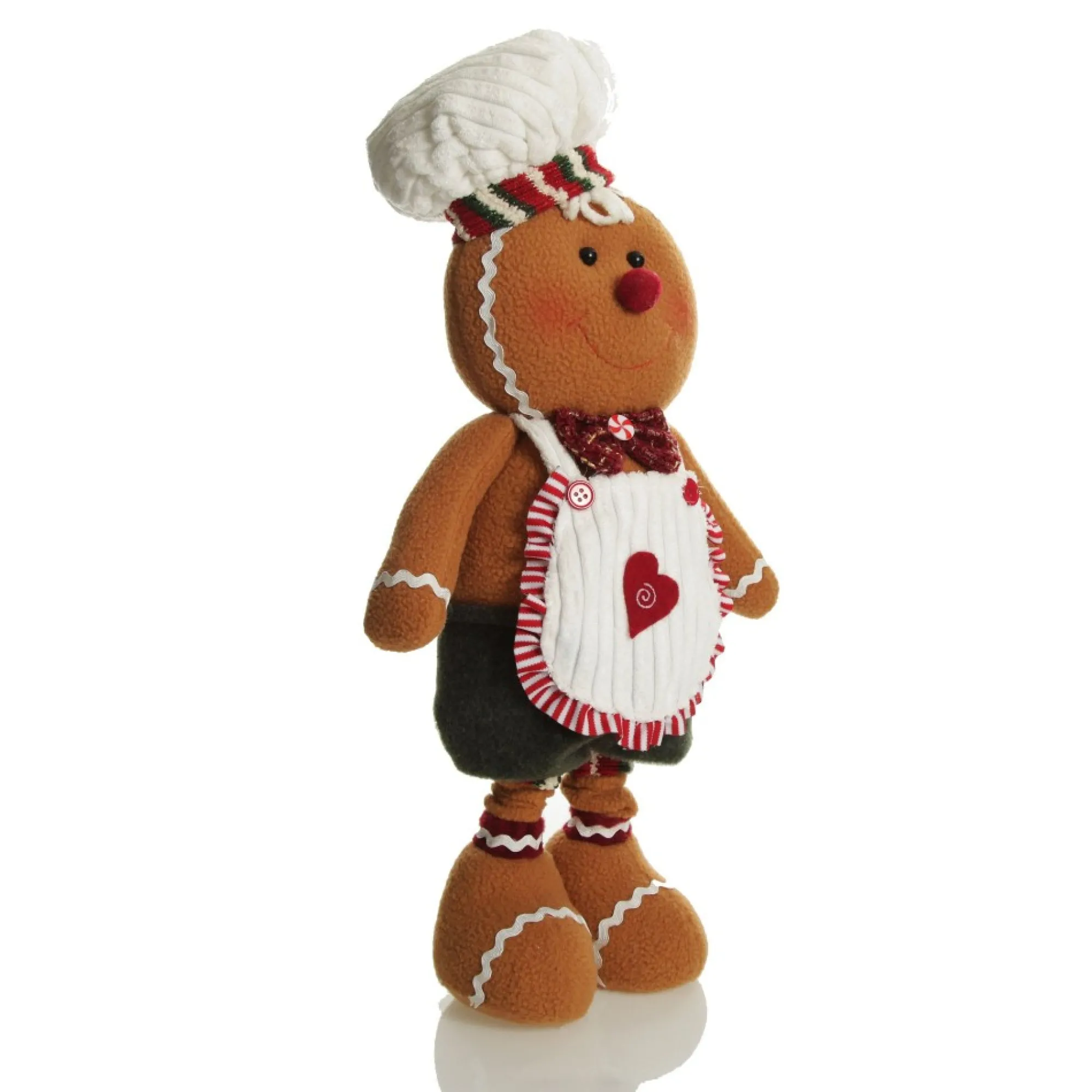 Large Plush Stretch Leg Gingerbread with Chef Hat Christmas Ornament Clearance