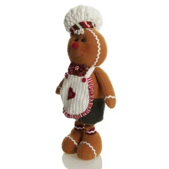 Large Plush Stretch Leg Gingerbread with Chef Hat Christmas Ornament Clearance