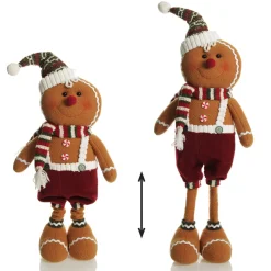 Large Plush Stretch Leg Gingerbread with Santa Hat Christmas Ornament Cheap