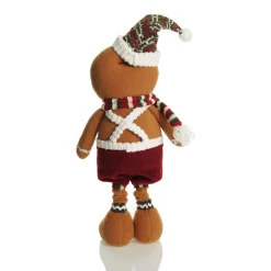 Large Plush Stretch Leg Gingerbread with Santa Hat Christmas Ornament Cheap