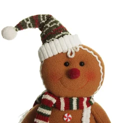 Large Plush Stretch Leg Gingerbread with Santa Hat Christmas Ornament Cheap