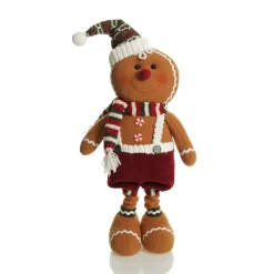 Large Plush Stretch Leg Gingerbread with Santa Hat Christmas Ornament Cheap