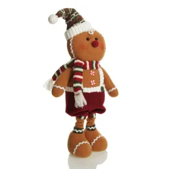 Large Plush Stretch Leg Gingerbread with Santa Hat Christmas Ornament Cheap