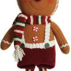 Large Plush Stretch Leg Gingerbread with Santa Hat Christmas Ornament Cheap