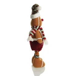Large Plush Stretch Leg Gingerbread with Santa Hat Christmas Ornament Cheap