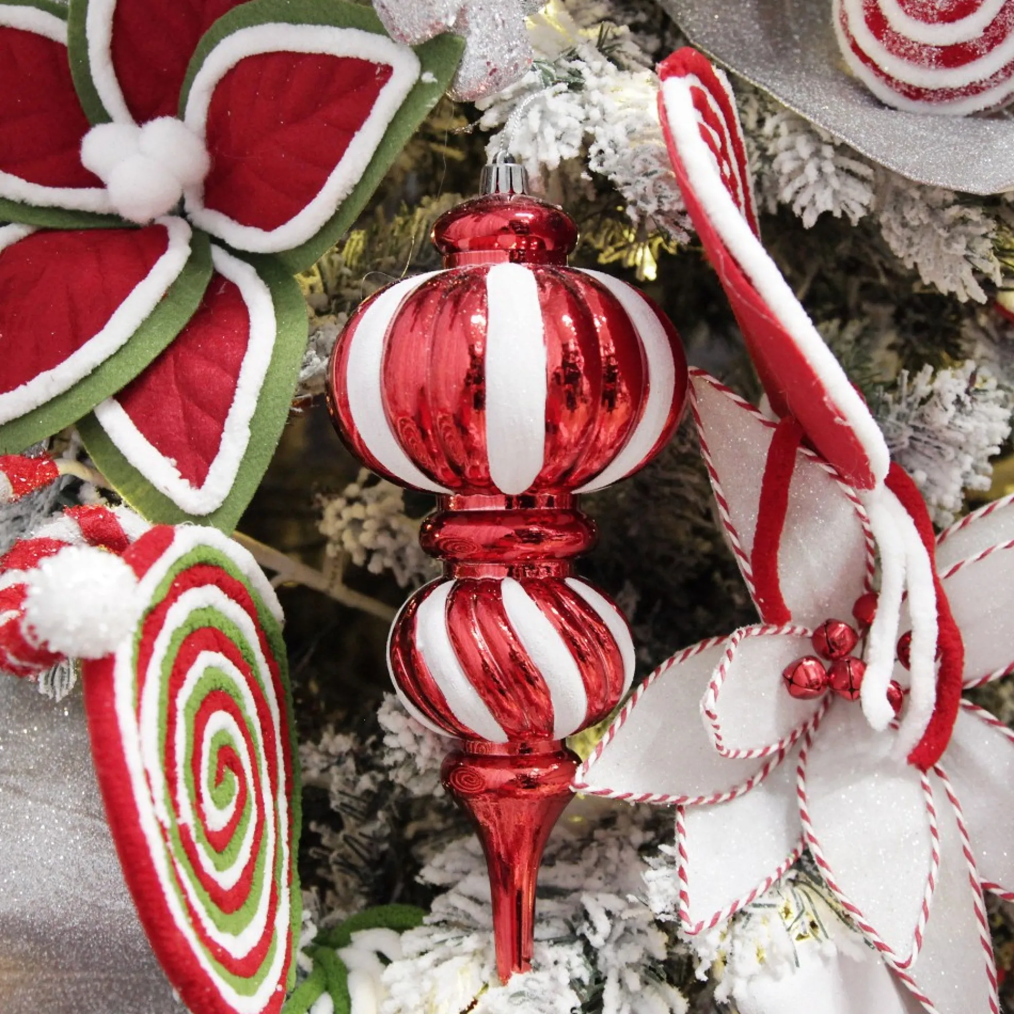 Large Red and White Stripe Candy Christmas Drop Hanging Decoration Fashion