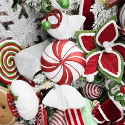 Large Red and White Swirl Peppermint Candy Hanging Christmas Decoration Shop