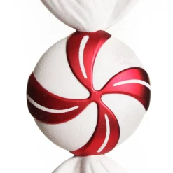 Large Red and White Swirl Peppermint Candy Hanging Christmas Decoration Shop