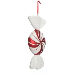 Large Red and White Swirl Peppermint Candy Hanging Christmas Decoration Shop