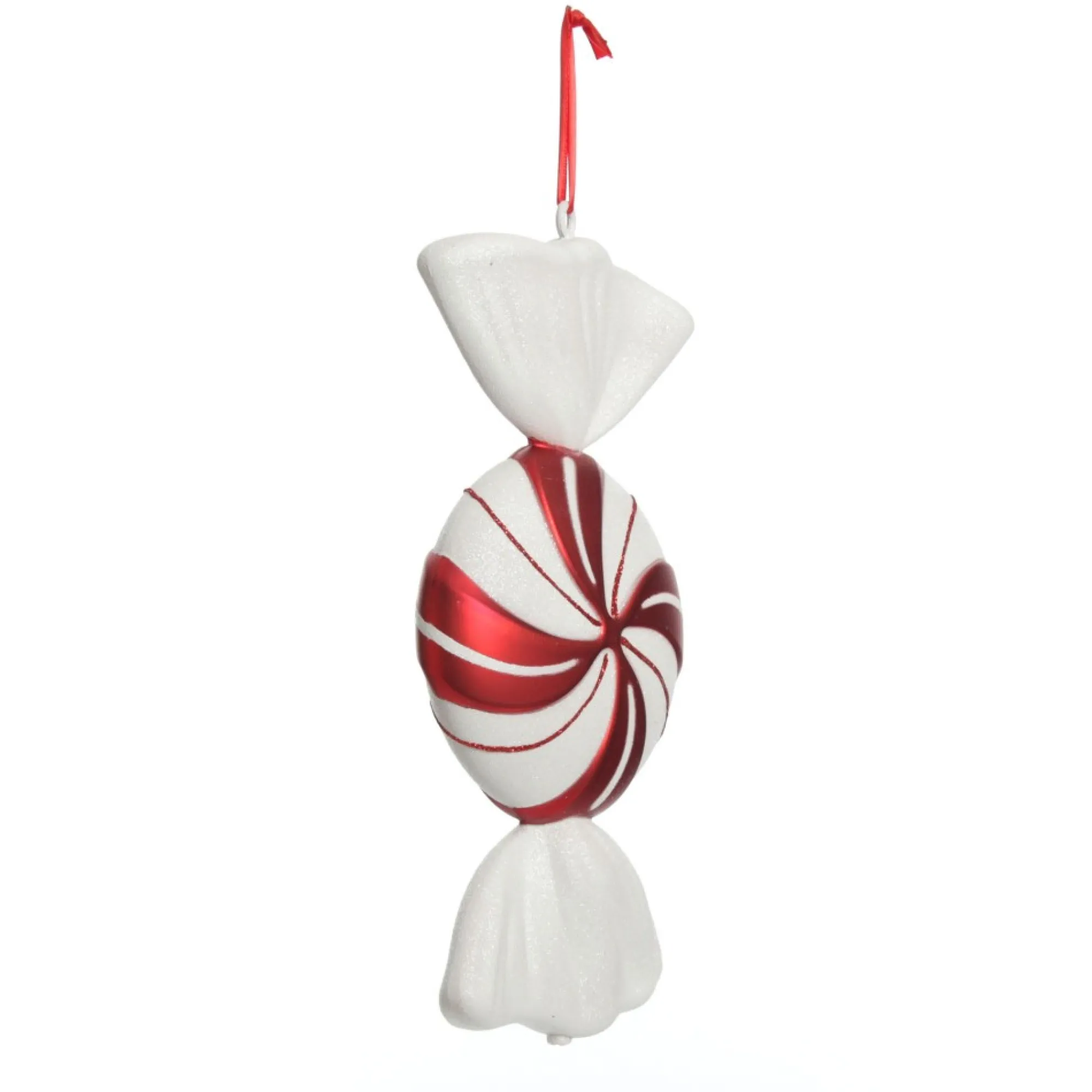 Large Red and White Swirl Peppermint Candy Hanging Christmas Decoration Shop