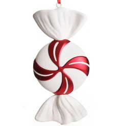 Large Red and White Swirl Peppermint Candy Hanging Christmas Decoration Shop