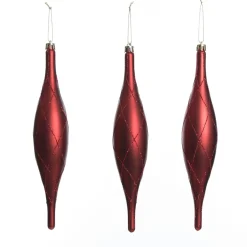 Large Red Christmas Long Drop Decoration - Set of 3 Flash Sale
