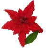 Large Red Poinsettia Flower Pick with Red Glitter Trim Store