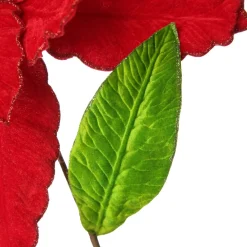 Large Red Poinsettia Flower Pick with Red Glitter Trim Store