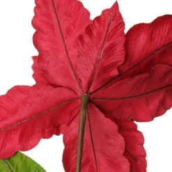 Large Red Poinsettia Flower Pick with Red Glitter Trim Store