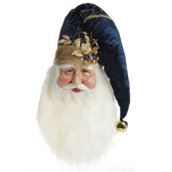 Large Santa Head with Blue Hat Christmas Wall Hanging Shop