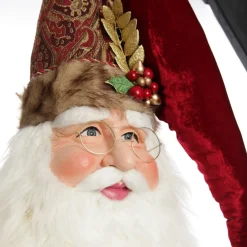Large Santa Head with Burgundy Hat Christmas Wall Hanging Discount
