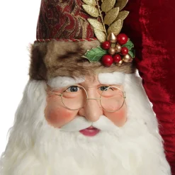 Large Santa Head with Burgundy Hat Christmas Wall Hanging Discount