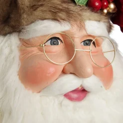 Large Santa Head with Burgundy Hat Christmas Wall Hanging Discount