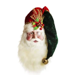 Large Santa Head with Red and Green Christmas Wall Hanging Cheap
