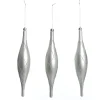 Large SIlver Christmas Long Drop Decoration - Set of 3 Hot
