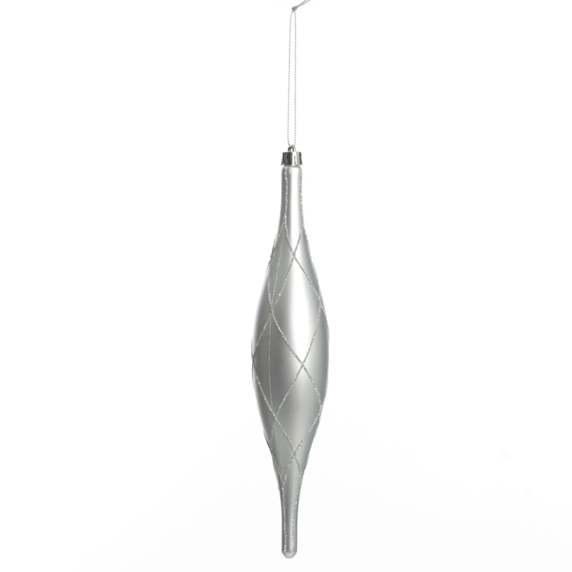 Large SIlver Christmas Long Drop Decoration - Set of 3 Hot