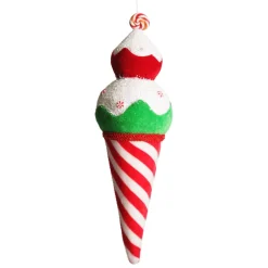 Large Velvet Candy Cane Ice Cream Cone Christmas Decoration Shop