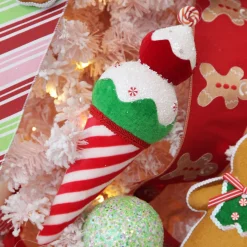 Large Velvet Candy Cane Ice Cream Cone Christmas Decoration Shop