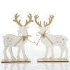 Large White Wood Deers with Gold Glitter Ornaments -Set of 2 Flash Sale