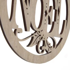 Laser Cut Noel Plywood Hanging Christmas Bauble Tartan bow Cheap