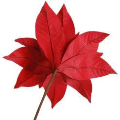 Layered Red Velvet Poinsettia Flower Stem Hot