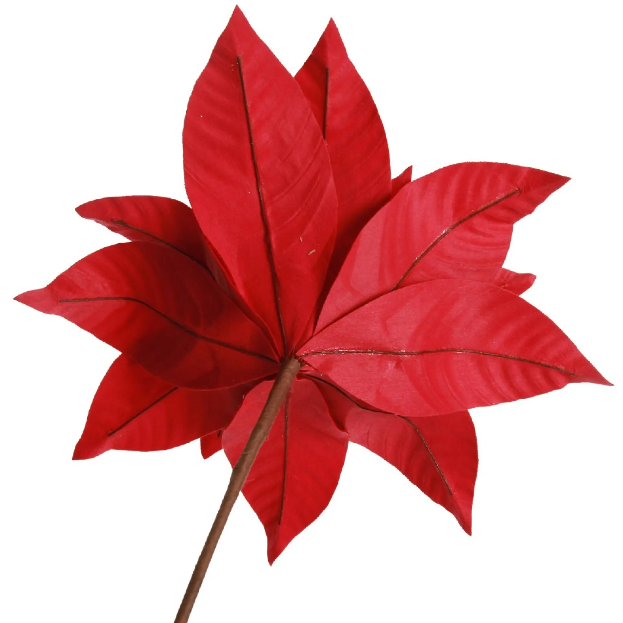 Layered Red Velvet Poinsettia Flower Stem Hot