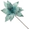 Leather Look Blue Poinsettia Flower Stem Discount
