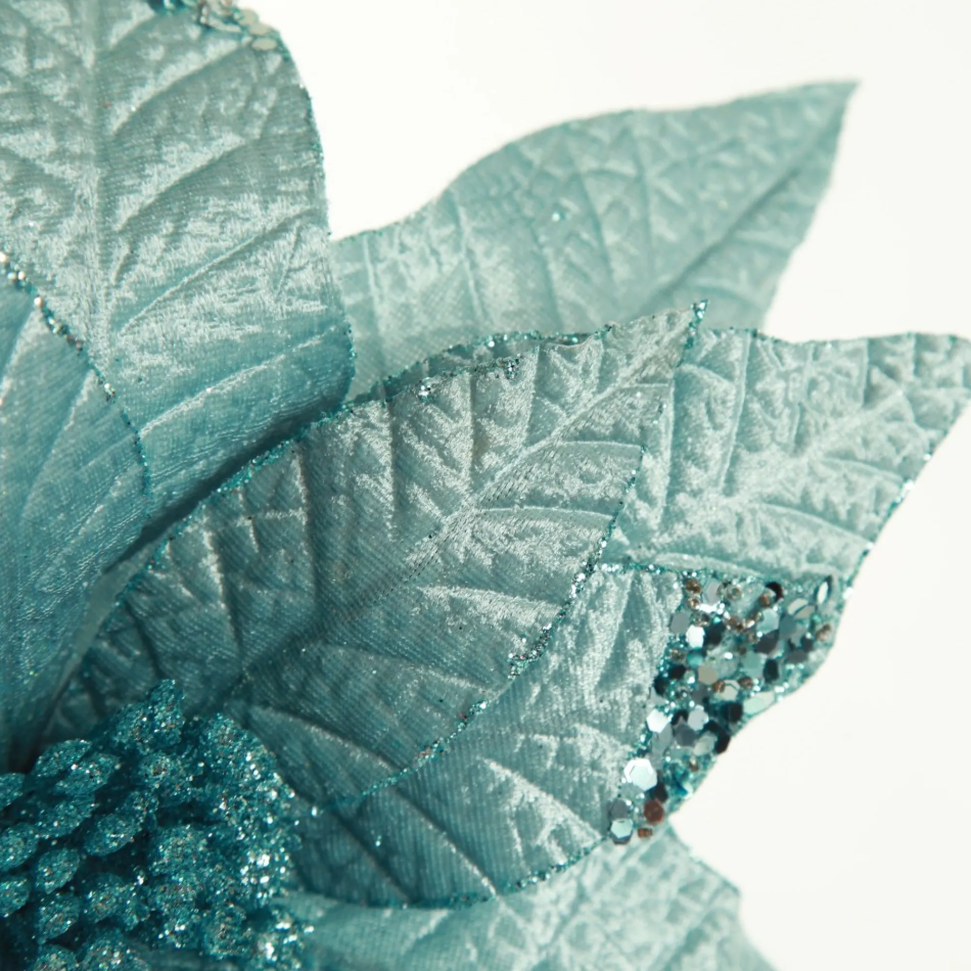 Leather Look Blue Poinsettia Flower Stem Discount