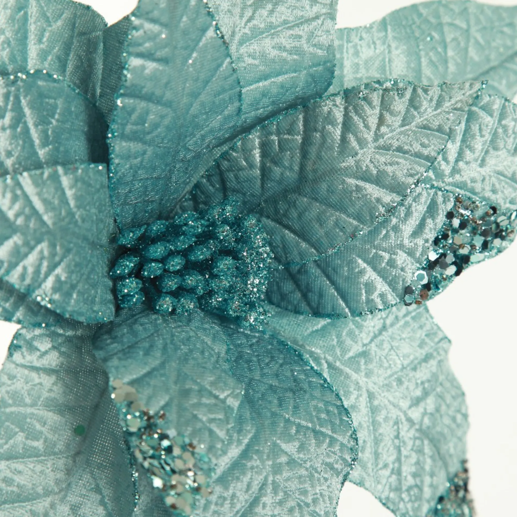 Leather Look Blue Poinsettia Flower Stem Discount