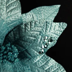 Leather Look Blue Poinsettia Flower Stem Discount