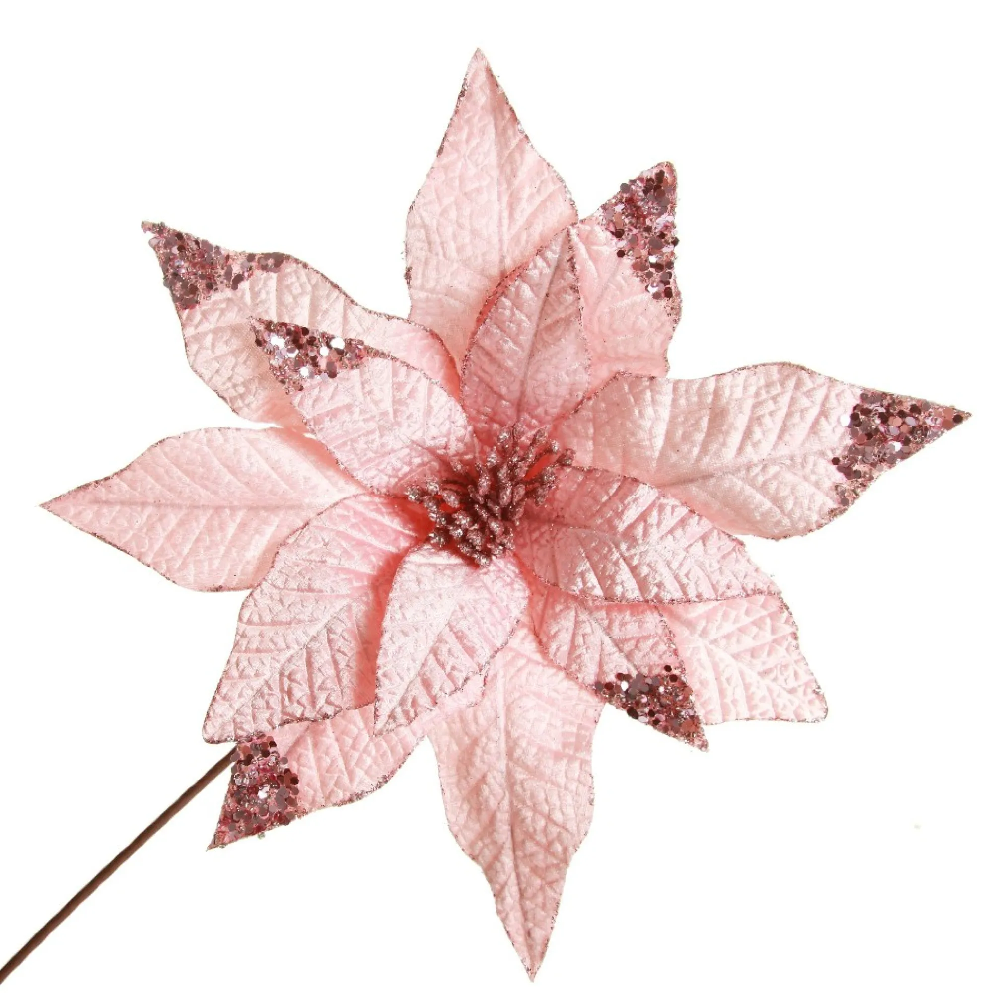 Leather Look Blush Poinsettia Flower Stem Online