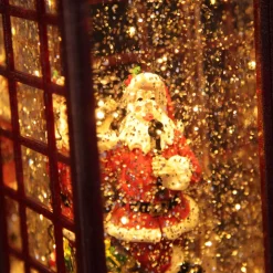 Light Up Musical Telephone Booth with Santa Christmas Ornament Fashion