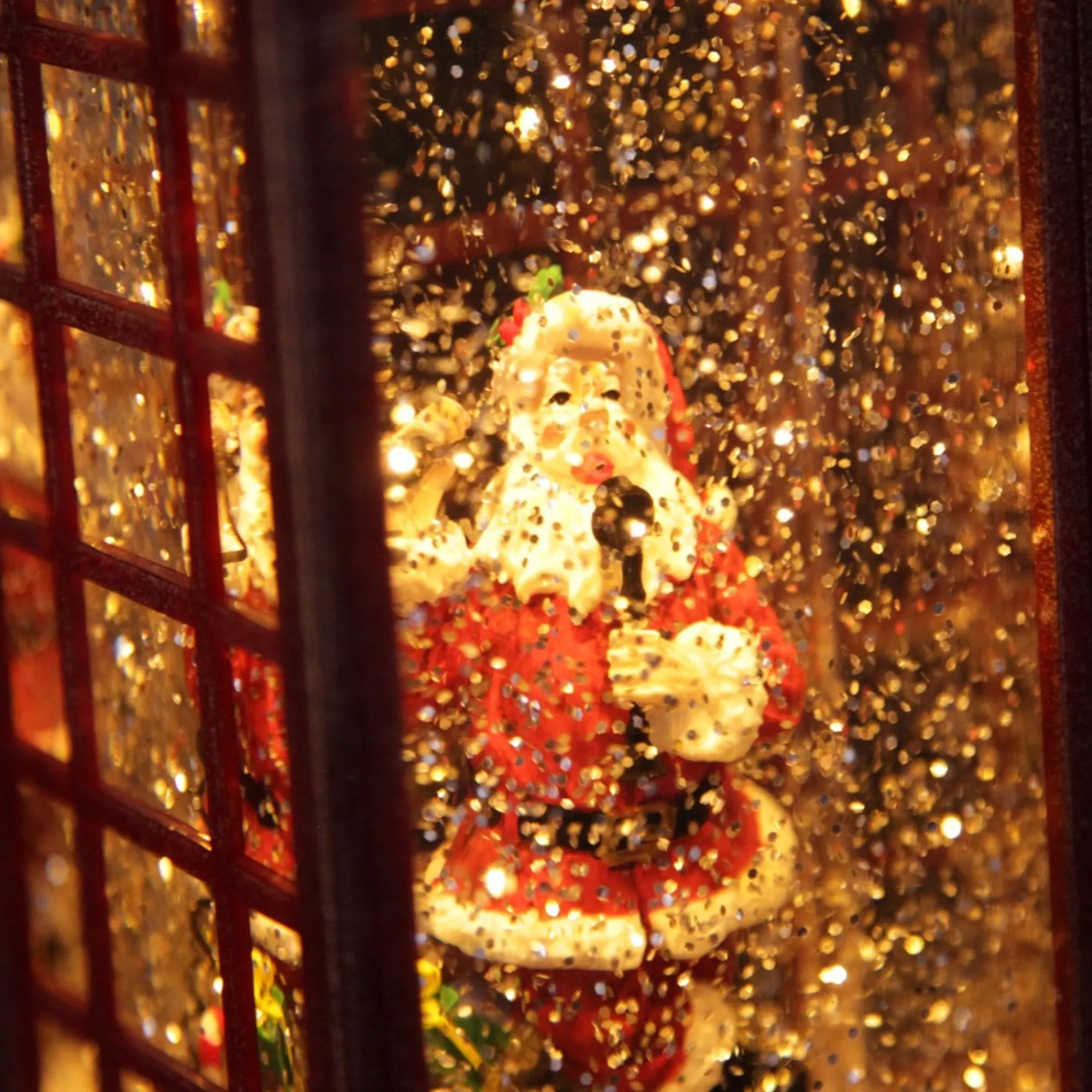 Light Up Musical Telephone Booth with Santa Christmas Ornament Fashion