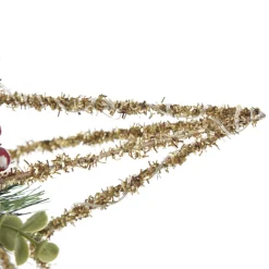 Lightup Champagne Tinsel Wire 3D Star Tree Topper with Cone and Berry Fashion