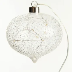 Lightup Clear Glass Glitter Bauble Sale