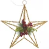 Lightup Gold Tinsel Wire 3D Star Tree Topper with Cone and Berry Best Sale