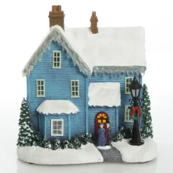 Lightup Musical Snowcapped Blue House Christmas Ornament Best Sale