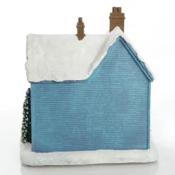 Lightup Musical Snowcapped Blue House Christmas Ornament Best Sale